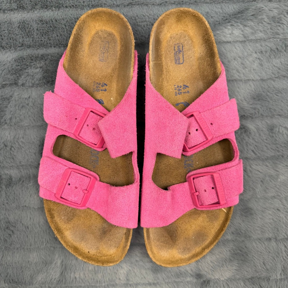 Birkenstock Arizona Soft Footbed Suede Sandals Fuchsia Pink 41 L10 M8 13784